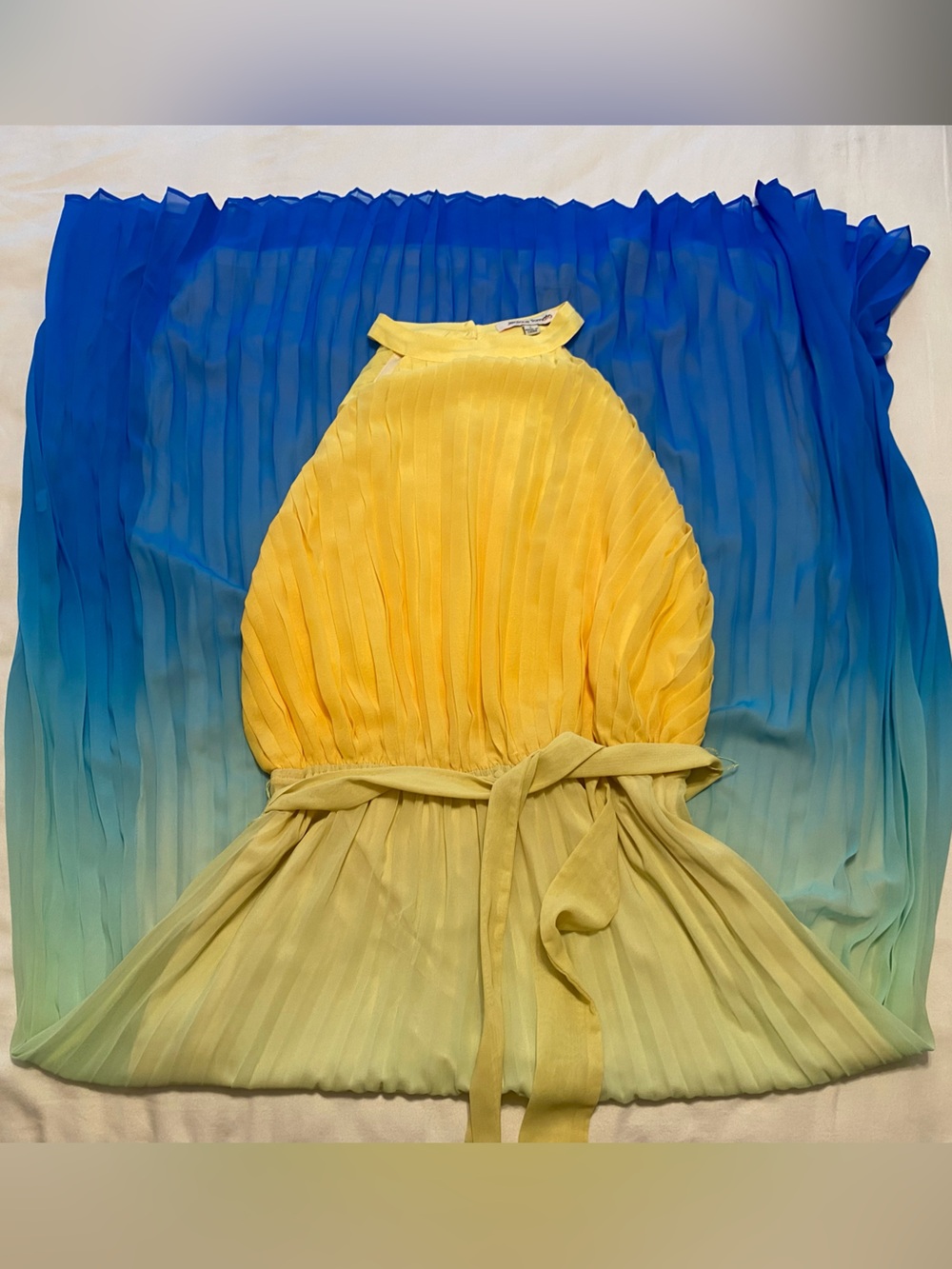 NEW Jealous Tomato Multicolor Long Pleated Dress with Elastic Waist with Tie
